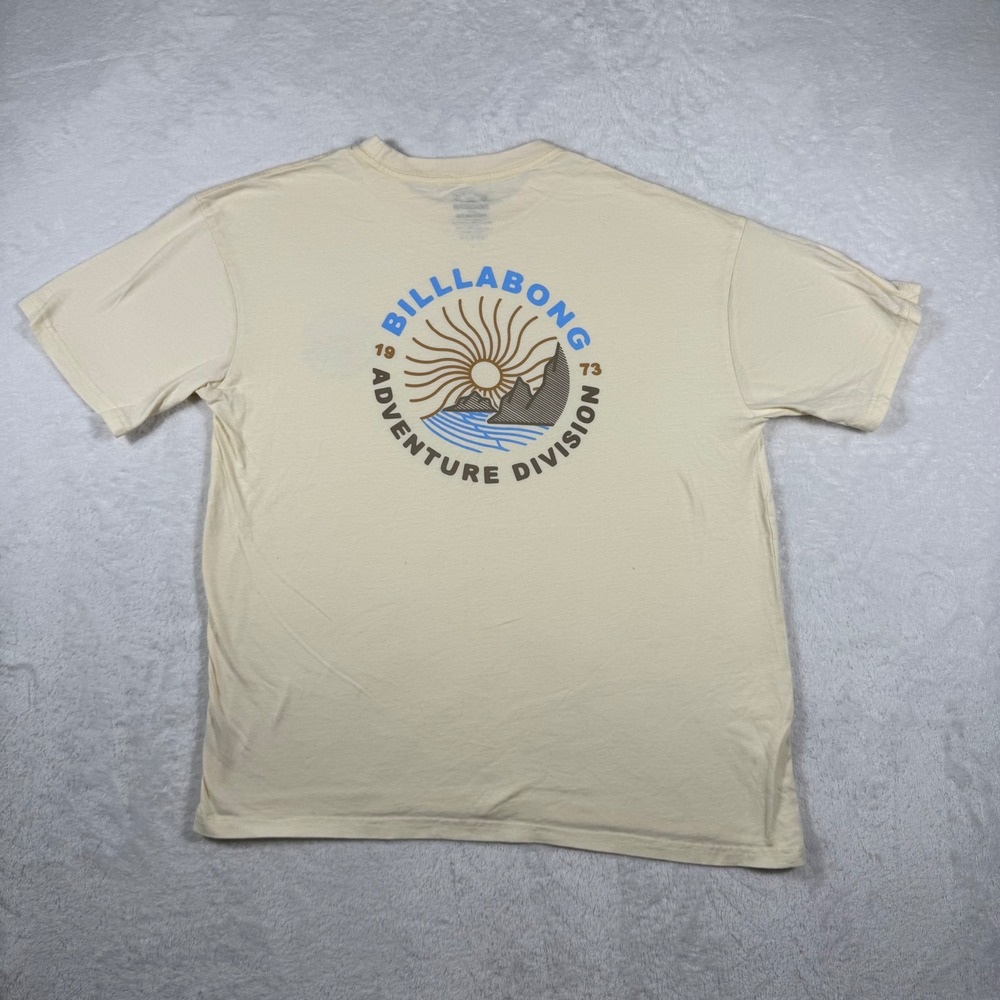 Billabong Adventure Division Men Medium Cream Graphic T-Shirt Premium Tee Cotton